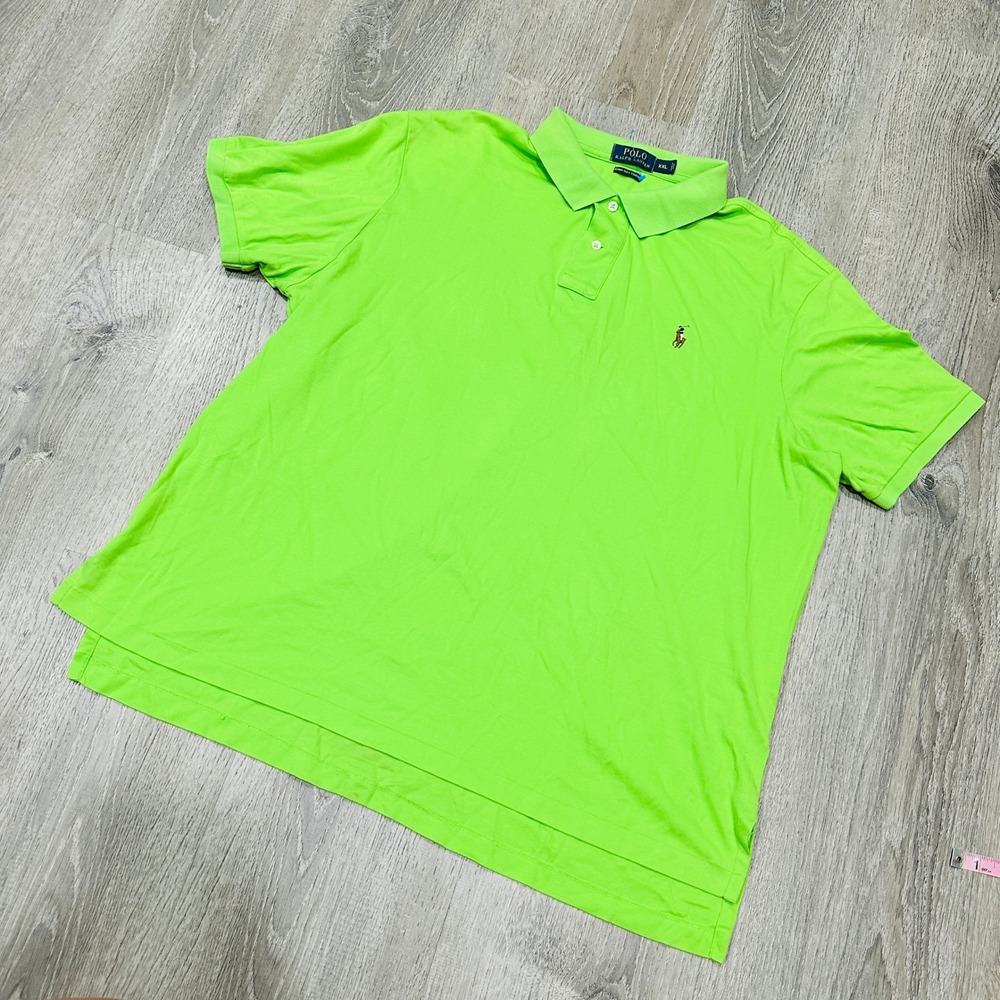 Polo Ralph Lauren Mens XXL Lime Green Pima Soft Touch Short Sleeve Polo Shirt
